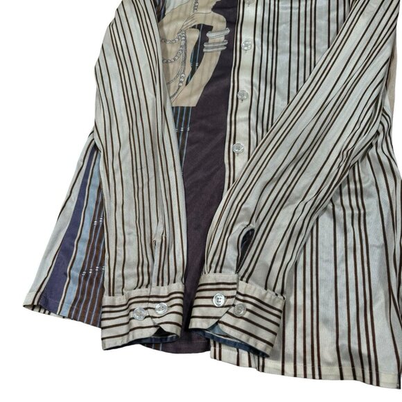 RARE! Vintage 70s 80s Chess King Striped Button Down Shirt Sz L - Picture 3 of 15